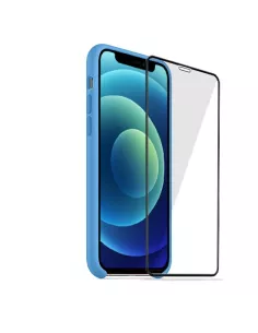 iPhone 12 Liquid Silicone + Tempered Glass Case - Sky Blue | Ibroz 2