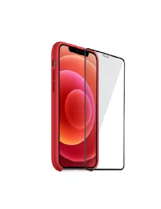 iPhone 12 Mini Liquid Silicone + Tempered Glass Case - Red | Ibroz 2