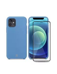 iPhone 12 Mini Coque Liquid Silicone + Verre trempé - Bleu Ciel | I...