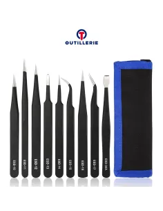 Pack of 9 Precision Tweezers Antistatic repair Sm...