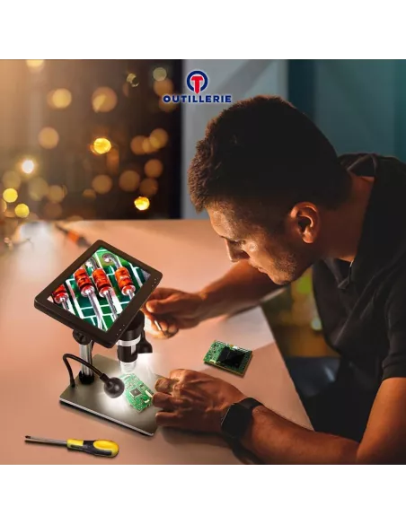 Microscope USB Numérique 1200X - 12 MPx - Vidéo 1080 FHD, lampes LE...