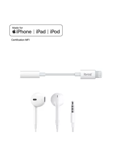 Lightning adapter for 3.5mm jack headphones to iPhone, i...