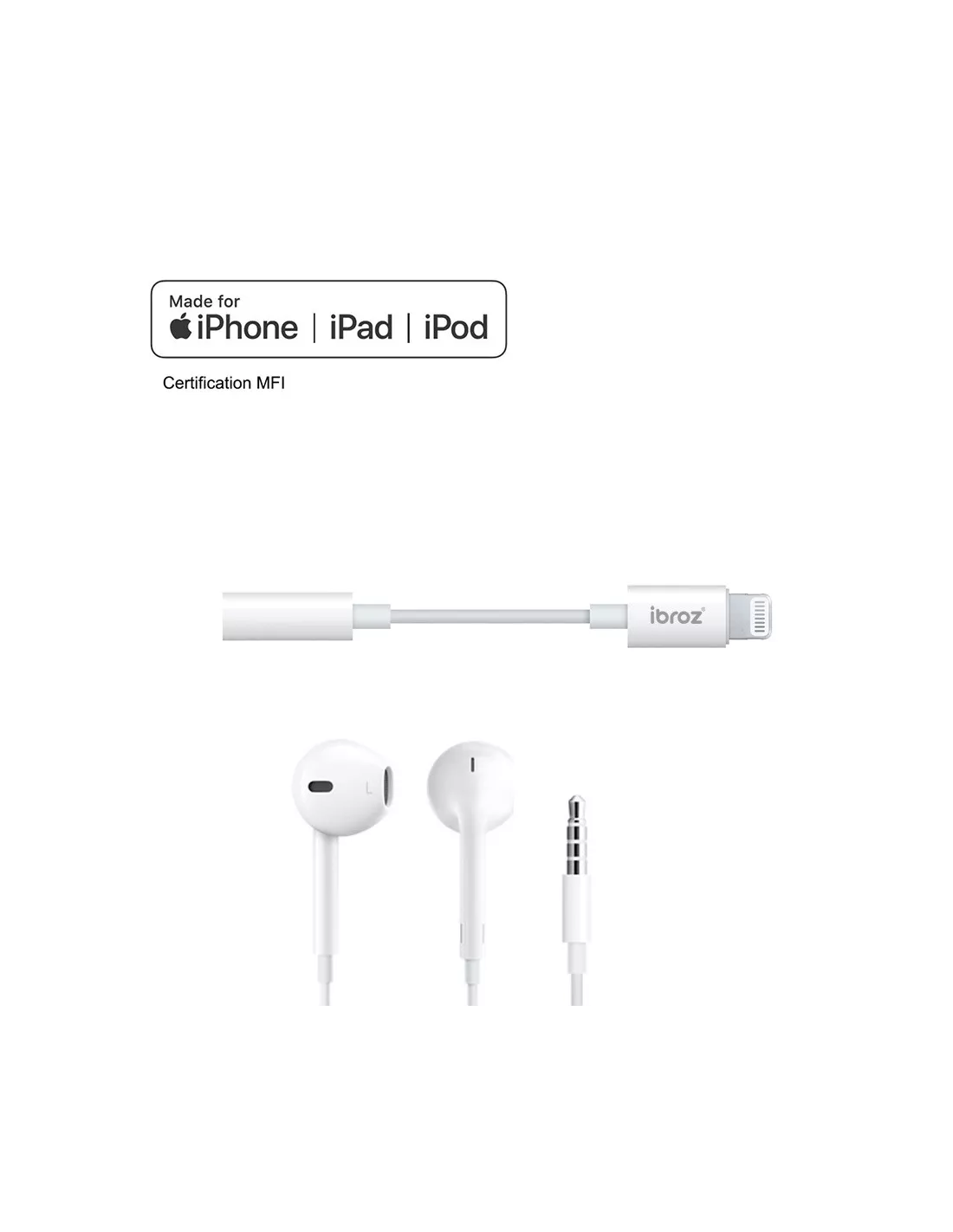 Lightning adapter for jack headphones to iPhone,