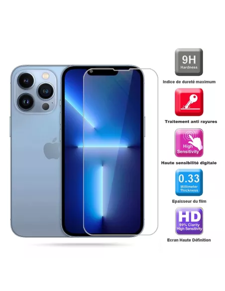 Lot de 3 Protections écran pour iPhone 13 / 13 Pro en verre trempé ...