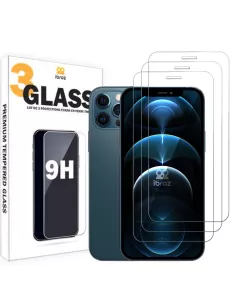 Set of 3 tempered glass screen protectors for iPhone 12 / 12 Pro ...
