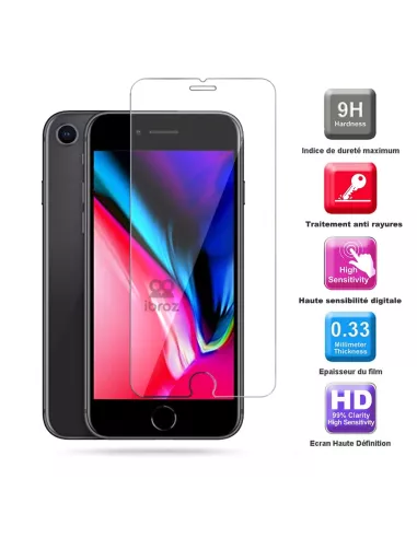 Set of 3 screen protectors for iPhone 7 / 8 / SE in tempered glass -...
