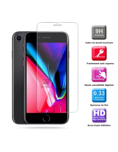 Set of 3 screen protectors for iPhone 7 / 8 / SE in tempered glass -...