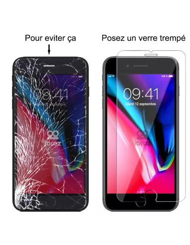 Set of 3 screen protectors for iPhone 7 / 8 / SE in tempered glass -...