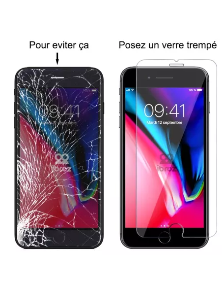 Set of 3 screen protectors for iPhone 7 / 8 / SE in tempered glass -...