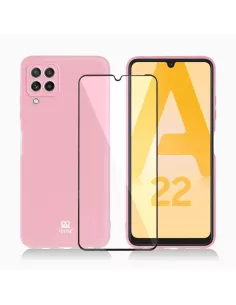 Coque LSR Samsung A22 (4G) Liquide Silicone + Verre trempé 9H - Ros...