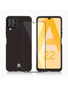 Coque LSR Samsung A22 (4G) Liquide Silicone + Verre trempé 9H - Noi...
