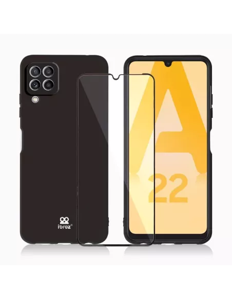 Coque LSR Samsung A22 (4G) Liquide Silicone + Verre trempé 9H - Noi...