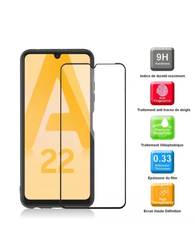 Coque LSR Samsung A22 (4G) Liquide Silicone + Verre trempé 9H - Noi...
