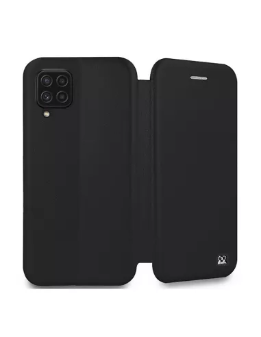 Samsung A22 4G - Folio Clam Leather Case + 9H Tempered Glass - Black | Ibroz