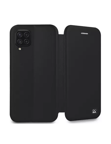 Samsung A22 4G - Folio Clam Leather Case + 9H Tempered Glass - Black | Ibroz