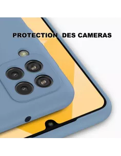 Coque LSR Samsung A22 (4G) Liquide Silicone + Verre trempé 9H - Ble... 2