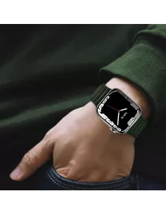 Bracelet en Cuir véritable Apple Watch 7, 6, SE, 5, 4, 3 - Vert Seq... 2