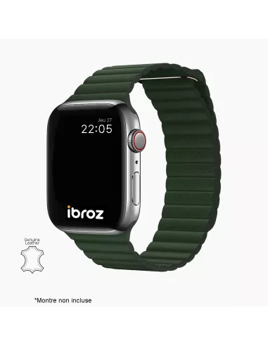 Genuine Leather Strap Apple Watch 7, 6, SE, 5, 4, 3 - Green Seq...