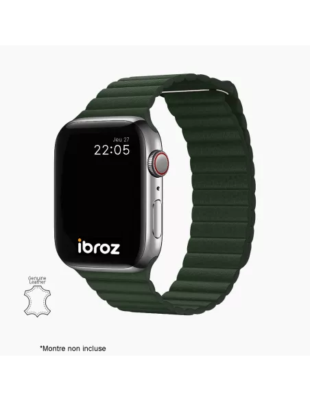Genuine Leather Strap Apple Watch 7, 6, SE, 5, 4, 3 - Green Seq...