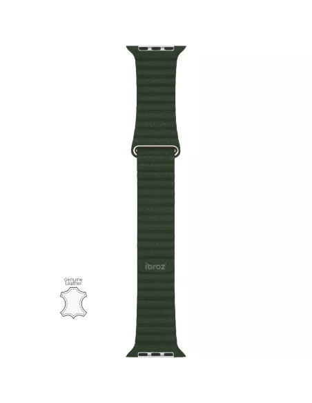 Genuine Leather Strap Apple Watch 7, 6, SE, 5, 4, 3 - Green Seq...