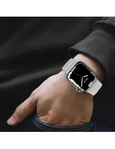 Bracelet en Cuir véritable Apple Watch 7, 6, SE, 5, 4, 3 - Blanc Ne... 2