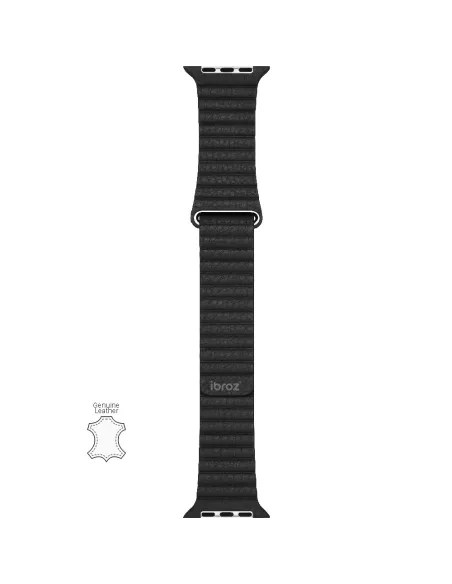Genuine Leather Strap Apple Watch 7, 6, SE, 5, 4, 3 - Black | I...
