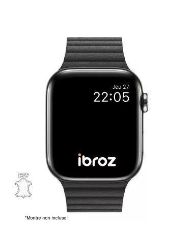Genuine Leather Strap Apple Watch 7, 6, SE, 5, 4, 3 - Black | I...