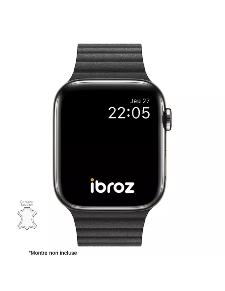 Genuine Leather Strap Apple Watch 7, 6, SE, 5, 4, 3 - Black | I...