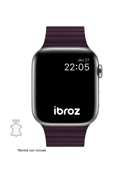 Genuine Leather Strap Apple Watch 7, 6, SE, 5, 4, 3 - Cerise N...