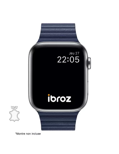 Genuine Leather Strap Apple Watch 7, 6, SE, 5, 4, 3 - Blue Mar...