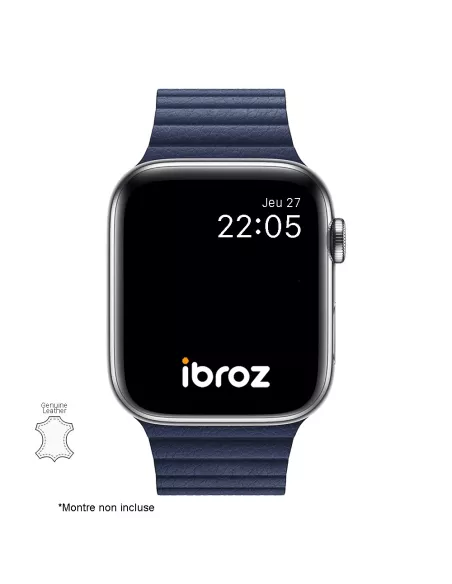Genuine Leather Strap Apple Watch 7, 6, SE, 5, 4, 3 - Blue Mar...
