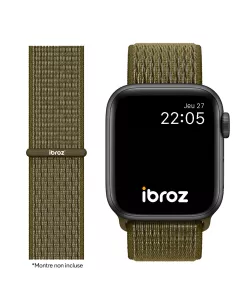Bracelet Nylon Loop Sport pour Apple Watch 7, 6, SE, 5, 4, 3 - Kaki...
