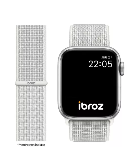 Bracelet Nylon Loop Sport pour Apple Watch 7, 6, SE, 5, 4, 3 - Blan...