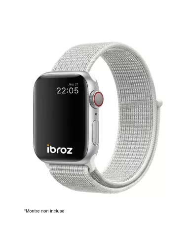 Bracelet Nylon Loop Sport pour Apple Watch 7, 6, SE, 5, 4, 3 - Blan...