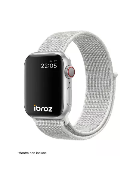 Bracelet Nylon Loop Sport pour Apple Watch 7, 6, SE, 5, 4, 3 - Blan...