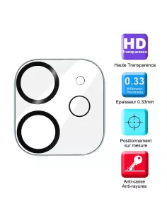 Lot de 2 Protections objectif caméra pour iPhone 11 en verre trempé...