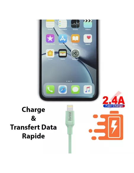 Câble iPhone, iPad, AirPod - Lightning vers USB type A - Charge et ...