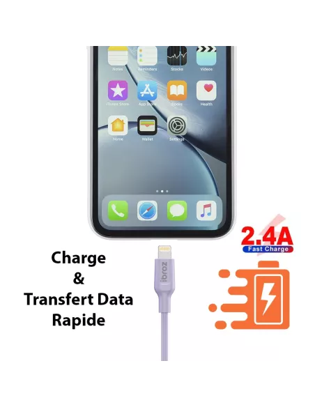 Câble iPhone, iPad, AirPod - Lightning vers USB type A - Charge et ...