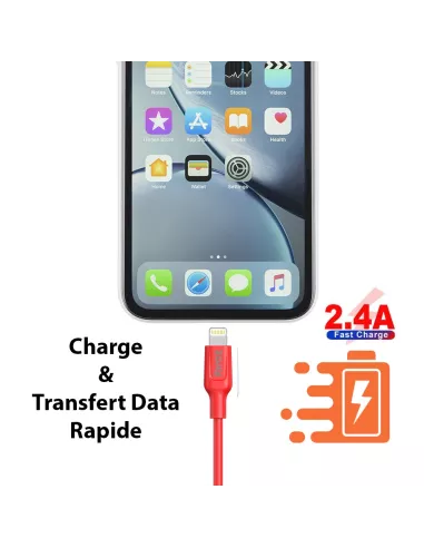 Câble iPhone, iPad, AirPod - Lightning vers USB type A - Charge et ...
