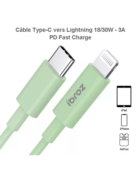 Câble iPhone, iPad, AirPod - Lightning vers USB-C (30W-3A) - Fast C...