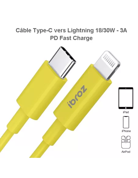 Câble iPhone, iPad, AirPod - Lightning vers USB-C (30W-3A) - Fast C...