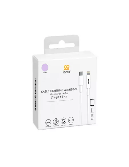 iPhone, iPad, AirPod cable - Lightning to USB-C (30W-3A) - Fast C...