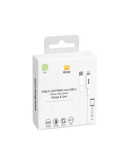 Câble iPhone, iPad, AirPod - Lightning vers USB-C (30W-3A) - Fast C...