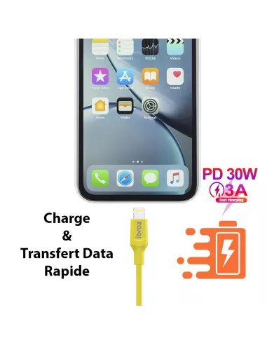 Câble iPhone, iPad, AirPod - Lightning vers USB-C (30W-3A) - Fast C...