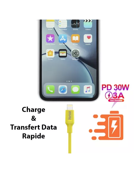 Câble iPhone, iPad, AirPod - Lightning vers USB-C (30W-3A) - Fast C...