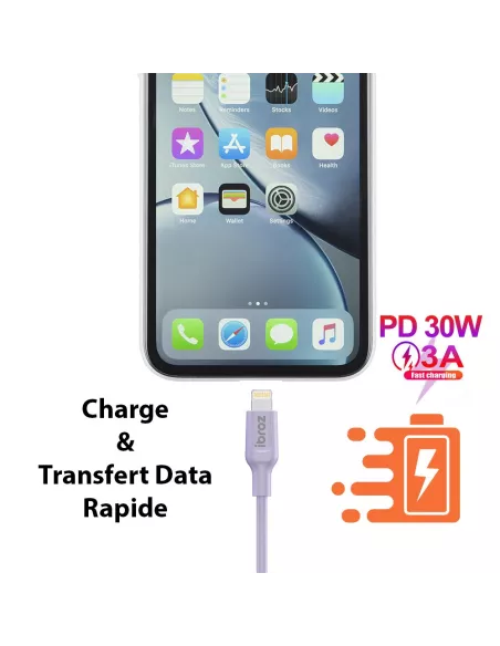 Câble iPhone, iPad, AirPod - Lightning vers USB-C (30W-3A) - Fast C...