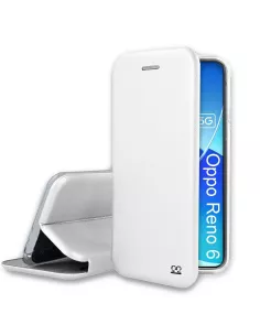 Oppo Reno 6 Etui Cuir Folio Clam + Verre Trempé 9H - Blanc | Ibroz