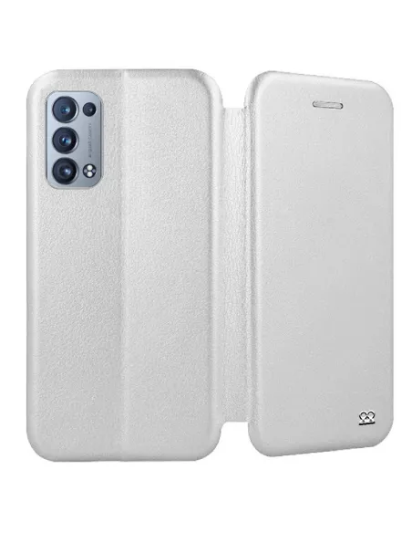 Oppo Reno 6 Pro Etui Cuir Folio Clam + Verre Trempé 9H - Blanc | Ibroz