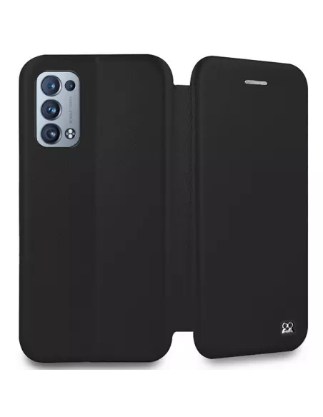 Oppo Reno 6 Pro Etui Cuir Folio Clam + Verre Trempé 9H - Noir | Ibroz