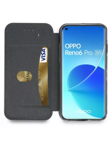 Oppo Reno 6 Pro Folio Clam Leather Case + 9H Tempered Glass - Red | Ibroz